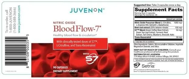 juvenon blood flow 7 ingredients label